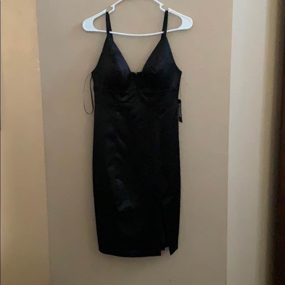 GUESS Jet Black Sleek Plunge dress.